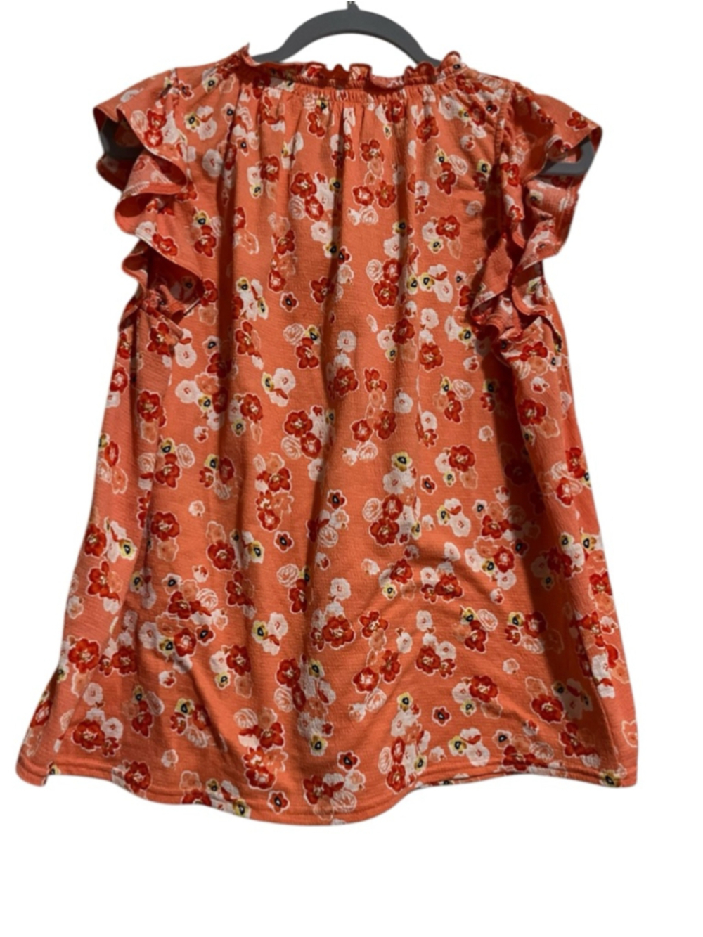 EUC Women's MELLODAY Orange Floral Blouse, Size L - Picture 3 of 9